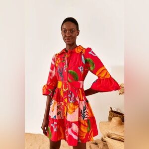 FARM Rio Red Mixed Fruits Ocean Mini Dress